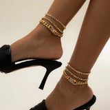 Rhinestone Anklets For Women 3 Pieces Ankle Bracelet Female Feet Jewelry