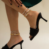 Rhinestone Anklets For Women 3 Pieces Ankle Bracelet Female Feet Jewelry
