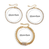 Rhinestone Anklets For Women 3 Pieces Ankle Bracelet Female Feet Jewelry