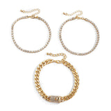 Rhinestone Anklets For Women 3 Pieces Ankle Bracelet Female Feet Jewelry