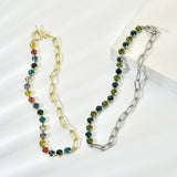 Rhinestone Crystal Choker Necklace Geometric Chain Statement Jewelry