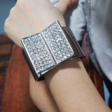 Rhinestone Big Cuff Bangle Bracelet Metal Geometric Bangle Punk Jewelry