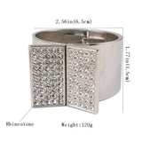 Rhinestone Big Cuff Bangle Bracelet Metal Geometric Bangle Punk Jewelry