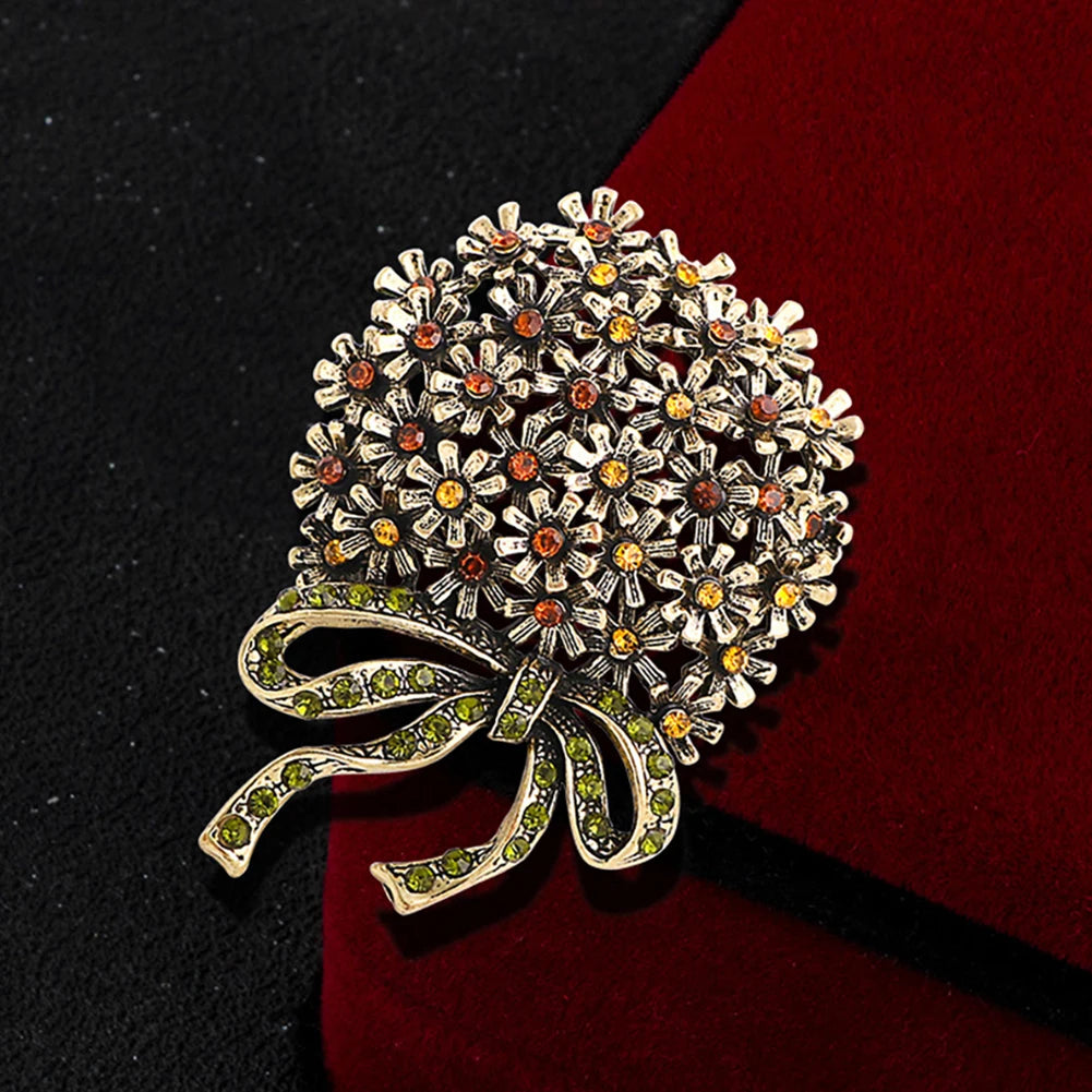 Rhinestone Flower Brooch Women Jewelry Pin Bowknot