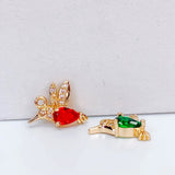 Rhinestone Bird Eardrops Pendant Charms 6pcs