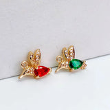 Rhinestone Bird Eardrops Pendant Charms 6pcs