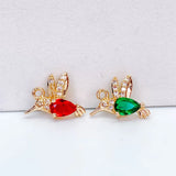 Rhinestone Bird Eardrops Pendant Charms 6pcs