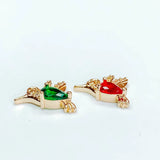Rhinestone Bird Eardrops Pendant Charms 6pcs