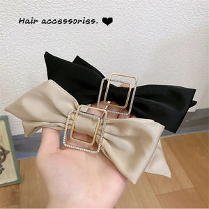Rhinestone Bow Hairpin Square Alloy Hair Accessories