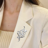 Rhinestone Bowtie Pink Ribbon Brooch Pin