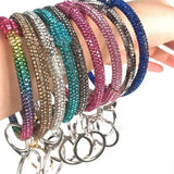 Colorful Round Rhinestone Bracelet Keychain Wristlet