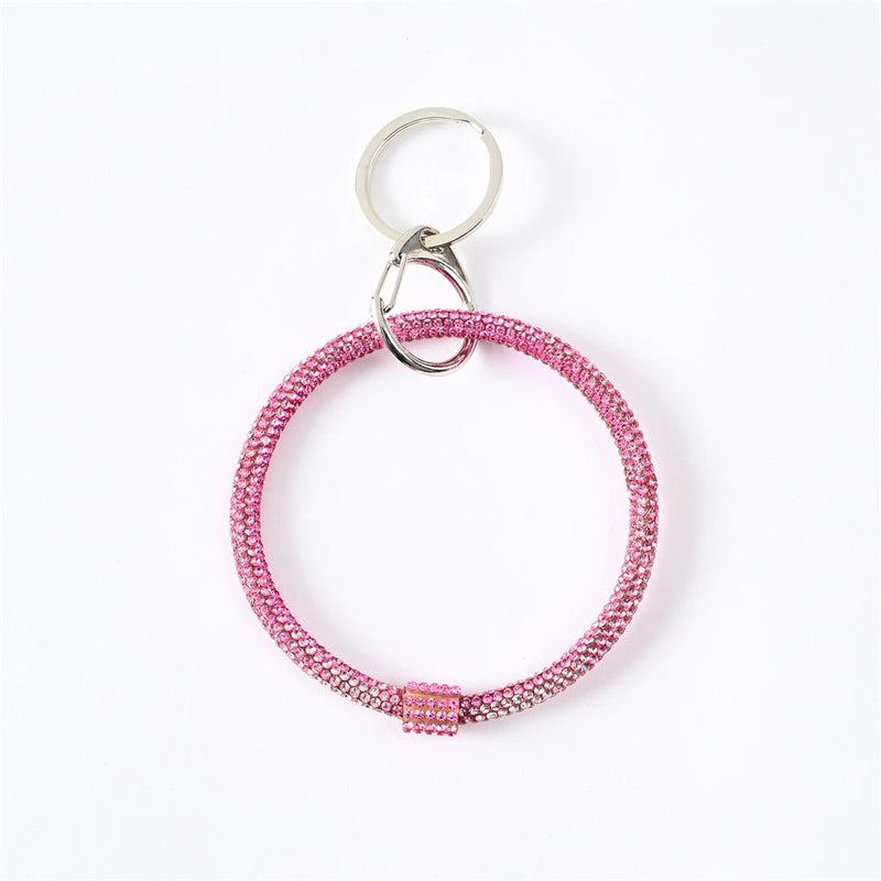 Colorful Round Rhinestone Bracelet Keychain Wristlet