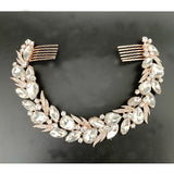 Rhinestone Bride Hair Comb Rose Bridal Headband Wedding Hair Accessories Crystal
