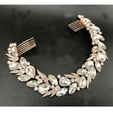 Rhinestone Bride Hair Comb Rose Bridal Headband Wedding Hair Accessories Crystal