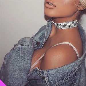 Rhinestone Broadband Necklace Girls Ladies Jewelry
