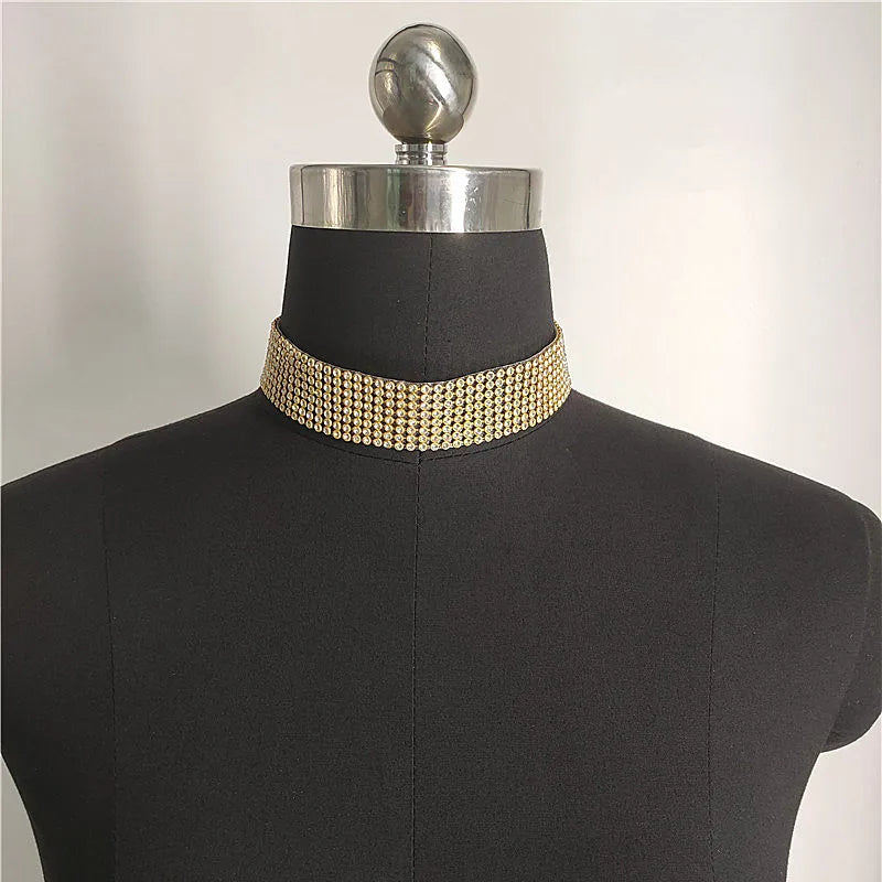 Rhinestone Broadband Necklace Girls Ladies Jewelry