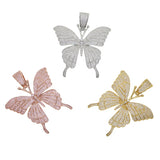 Rhinestone Butterfly Pendant Necklace Neck Jewelry for Women and Girls