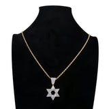 Rhinestone Six-Pointed Star Necklace Hip Hop Men Chain Jewelry