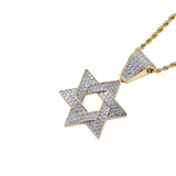 Rhinestone Six-Pointed Star Necklace Hip Hop Men Chain Jewelry