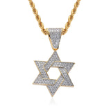 Rhinestone Six-Pointed Star Necklace Hip Hop Men Chain Jewelry