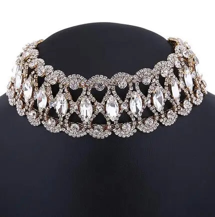 Rhinestone Choker Necklace Statement Necklaces For Women Big Necklace Collar