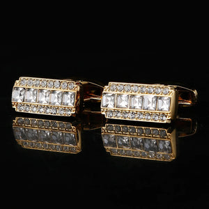 Crystal Cufflinks Square High French Button Wedding Men