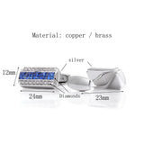 Crystal Cufflinks Square High French Button Wedding Men