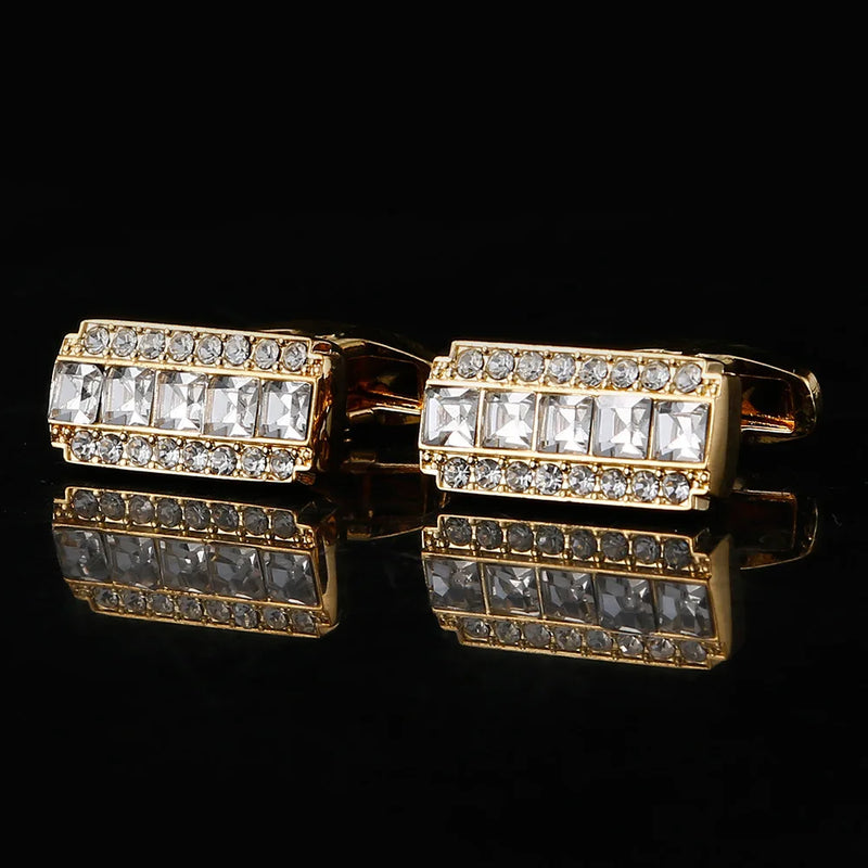 Crystal Cufflinks Square High French Button Wedding Men