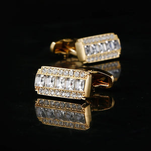 Crystal Cufflinks Square High French Button Wedding Men