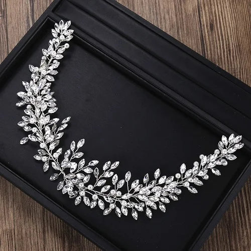 Crystal Pearl Headband Wedding Bride Hairband Head Jewelry