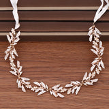 Rhinestone Crystal Leaf Headband Tiara Hairband For Women Bride