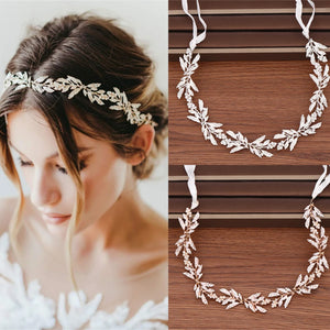 Rhinestone Crystal Leaf Headband Tiara Hairband For Women Bride