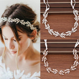 Rhinestone Crystal Leaf Headband Tiara Hairband For Women Bride