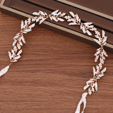 Rhinestone Crystal Leaf Headband Tiara Hairband For Women Bride