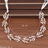 Rhinestone Crystal Leaf Headband Tiara Hairband For Women Bride