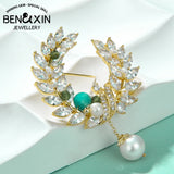 Natural Amazonite Crystal Brooch Pin for Women
