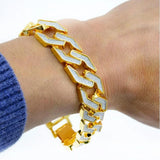 Cuban Bracelet Iced Out Link Chain Hip Hop CZ Rapper Bling Luxur Bracelet