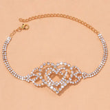 Rhinestone Double Heart Cross Anklet for Women