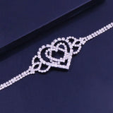 Rhinestone Double Heart Cross Anklet for Women