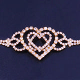 Rhinestone Double Heart Cross Anklet for Women