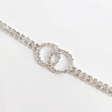 Rhinestone Double Ring Double Row Necklace Girl Ladies Jewelry Gift