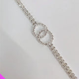 Rhinestone Double Ring Double Row Necklace Girl Ladies Jewelry Gift