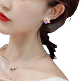 925 Silver Needle Rhinestone Flower Earrings for Women