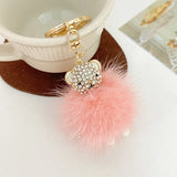 Rhinestone Mink Hair Bear Keychain Pendant Women Bag Accessory