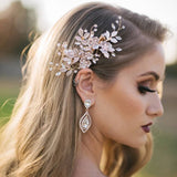 Rhinestone Flower Leaf Hair Clips Bridal Wedding Accessories