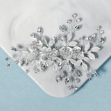 Rhinestone Flower Leaf Hair Clips Bridal Wedding Accessories