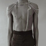 Rhinestone Geometric Chokers Necklaces Crystal Tassel Body Jewelry
