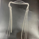 Rhinestone Geometric Chokers Necklaces Crystal Tassel Body Jewelry