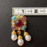 Vintage Rhinestone Tassel Geometric Earrings