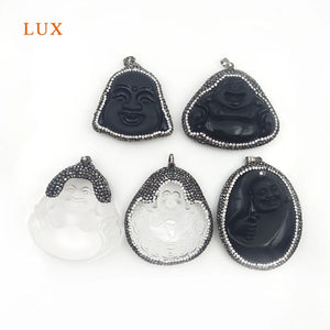 Rhinestone Glass Beads Buddha Pendant Wisdom Meaning Buddha Charm For Necklace